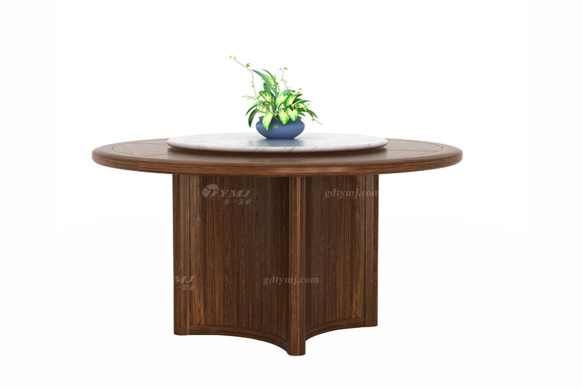 新中式風(fēng)格家具高端會所家具品牌簡約餐廳家具實(shí)木圓餐臺餐桌
